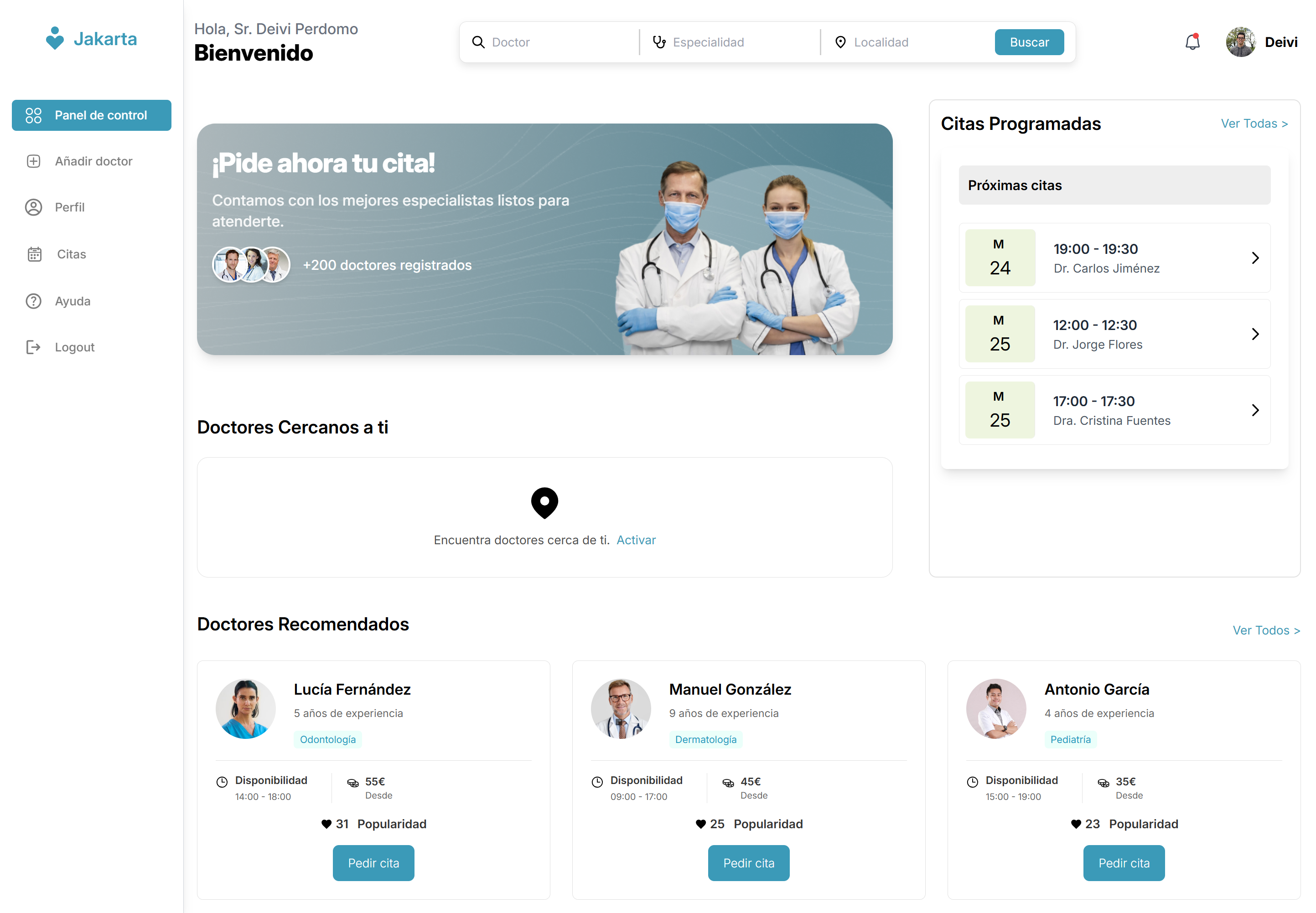 Hospital management system dashboard