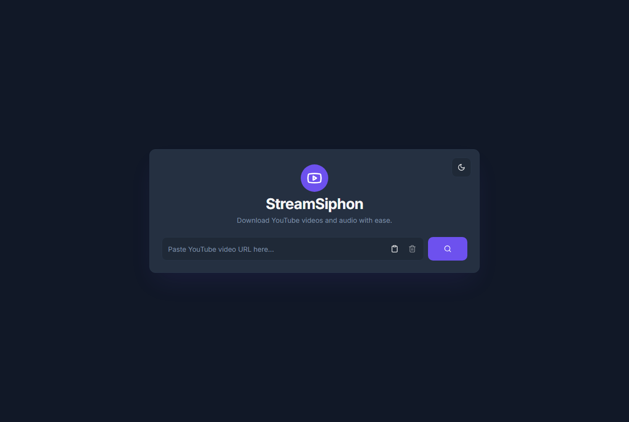 StreamSiphon YouTube downloader interface